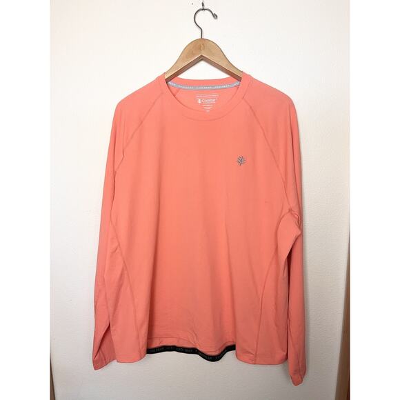 Coolibar Shirt Hightide Long Sleeve Swim Rash Guard UPF 50+ Men’s XXL Orange - Picture 2 of 8